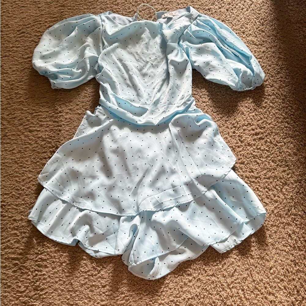 Light Blue Polka Dot Romper